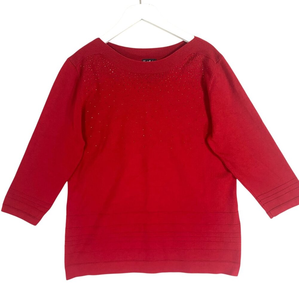 La Madonna Sparkly Red Rhinestones Sweater size large